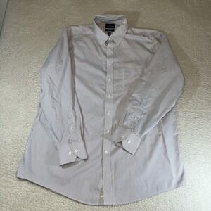 Stafford Non Iron Pinpoint Oxford Button Down Shirt 18 36/37  White & Brown